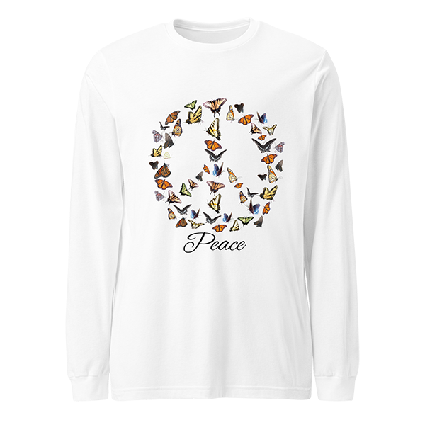 peace sign butterfly long sleeve shirt