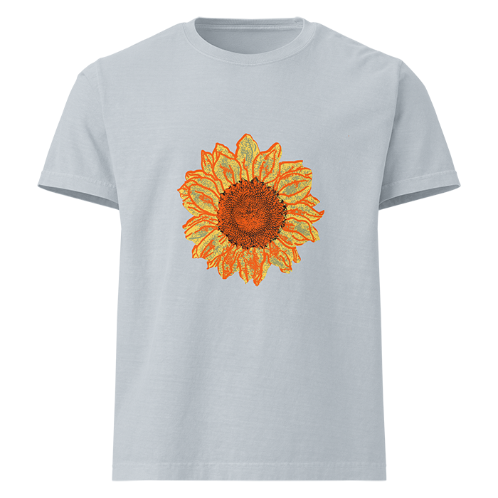 artsy sunflower light denim