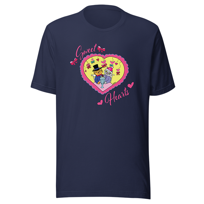 sweet heart cat shirt navy