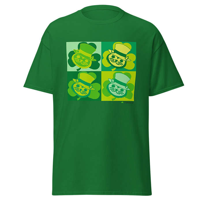 Pop art shamrock cat shirt luck