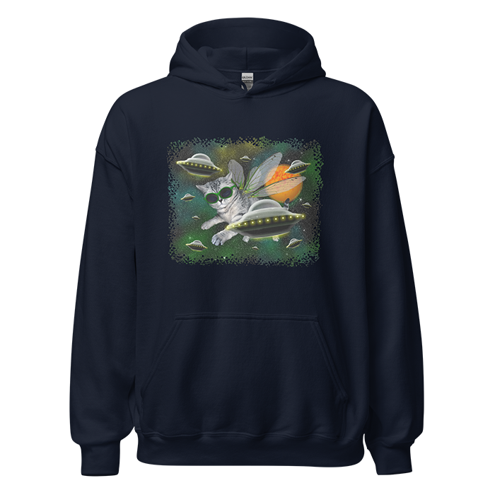 space dragonfly cat ufo sweatshirt navy