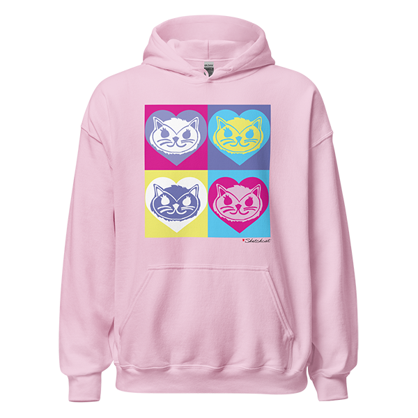 heart pop art cat pink shirt