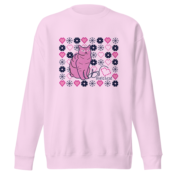 snowflake heart cat sweatshirt pink