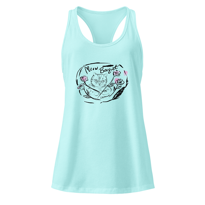 meow bouquet racerback tank top
