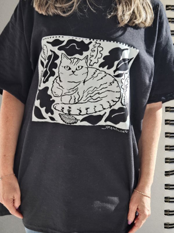 art cat black shirt cool