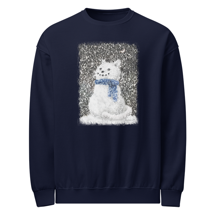cat snowcat Navy blue sweatshirt