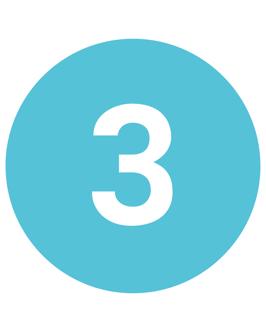 Blue circle with a black number 3 in the center.