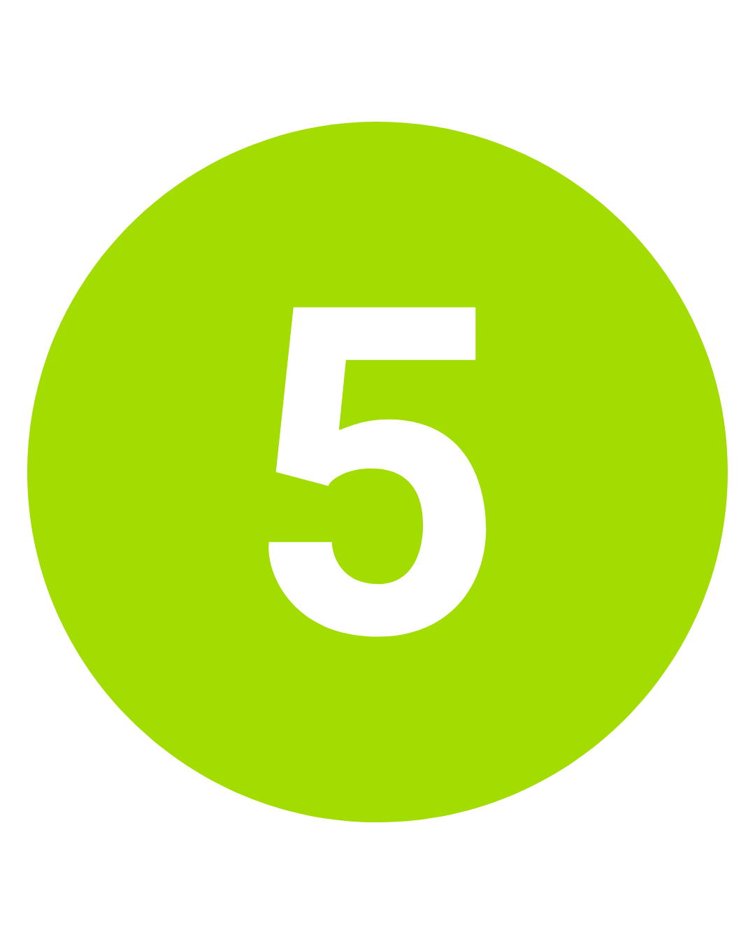 Green race track marker with the number 5 in black.