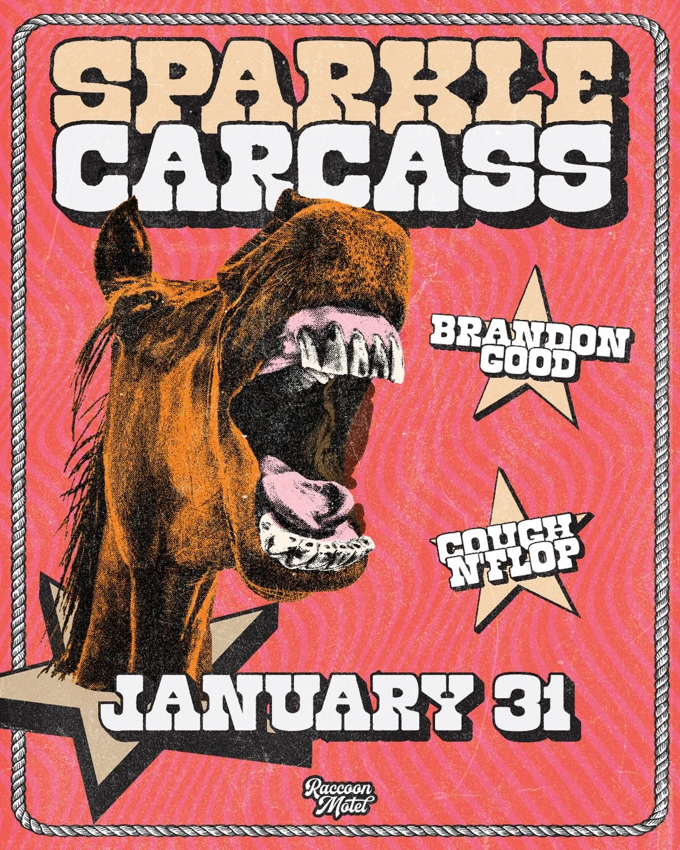 After a long winter break let&rsquo;s get back to regular tunes at the @raccoonmotel with @sparklecarcass and friends.