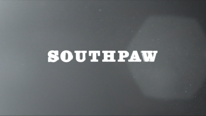 Animated text saying "SOUTHPAW" on a gray background.