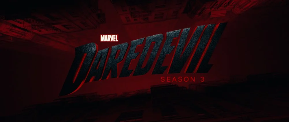 Marvel's Daredevil Season 3 promotional poster in dark red and black tones.