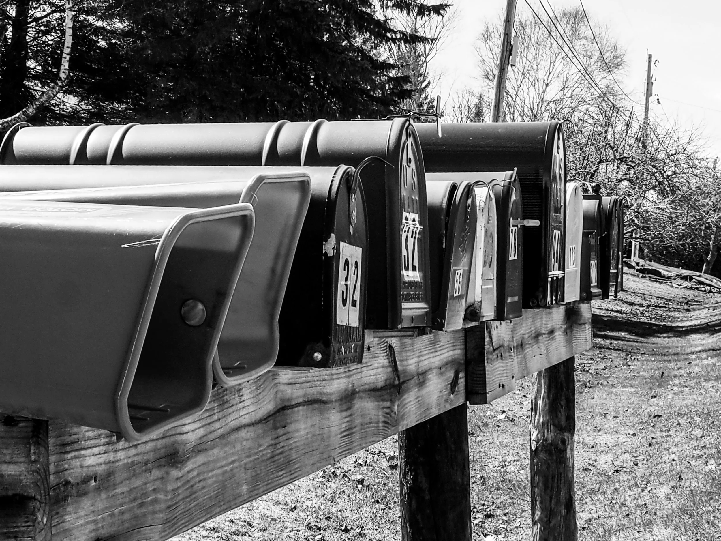 Line of mailboxes
