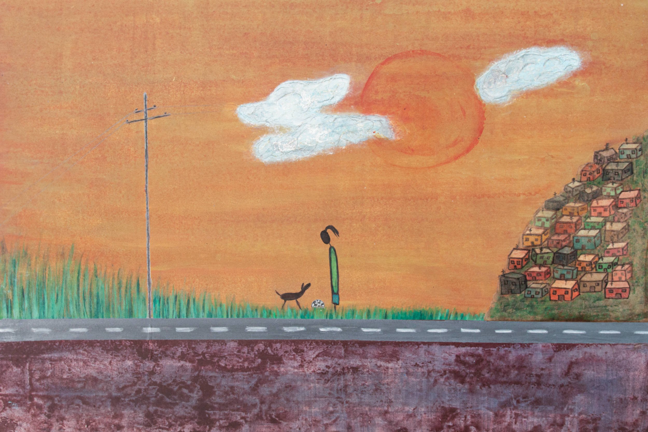 A menina o cachorro e a bola