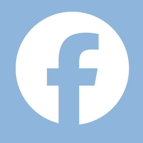 Facebook logo featuring a white lowercase "f" on a blue background.