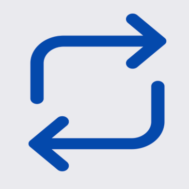 Blue refresh or cycle arrows icon on gray background