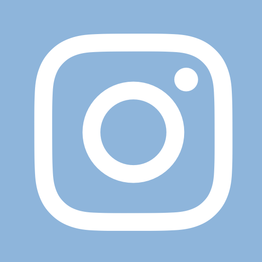Instagram logo with white outline on a light blue background.