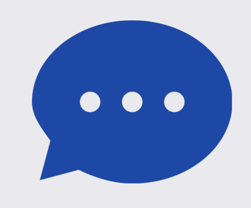 Blue speech bubble icon with three white dots inside.