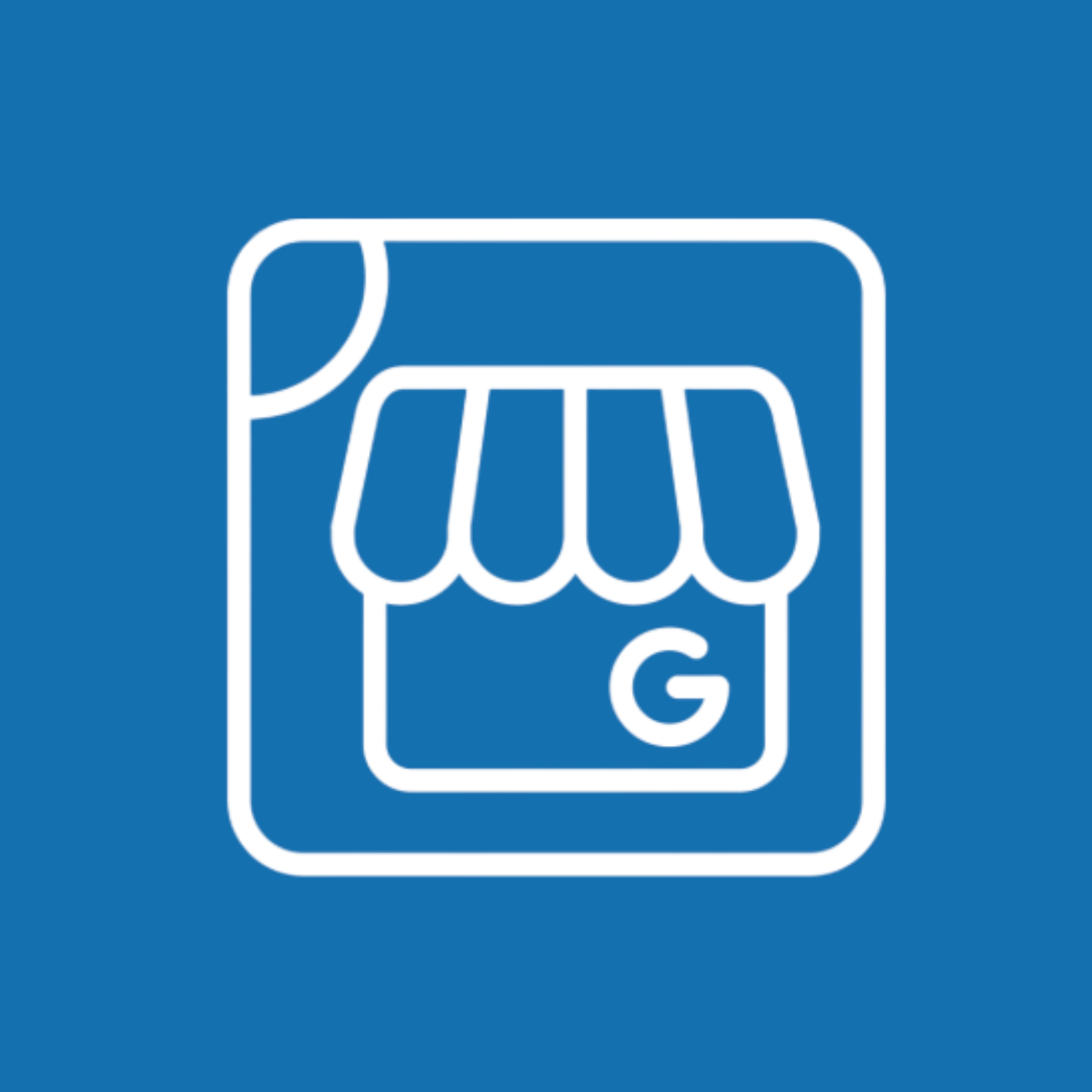 Icon of a store with a storefront awning, a shopping bag with the letter G, indicating supermarket or grocery store.