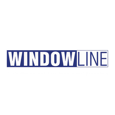 Logo with the word 'WINDOWLINE' in bold blue letters on a white background.