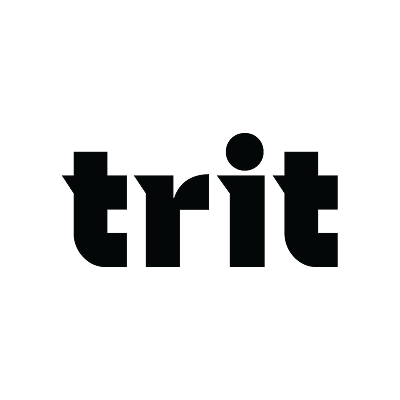 The black text 'trit' on a white background.