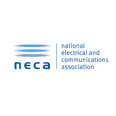 NECA logo with three blue horizontal lines and the text 'national electrical and communications associations' beside it.