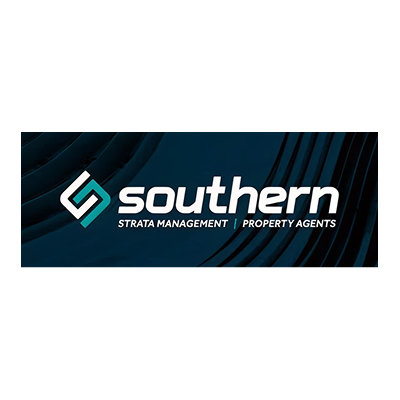 Southern Strata Management Property Agents logo on a dark blue background.