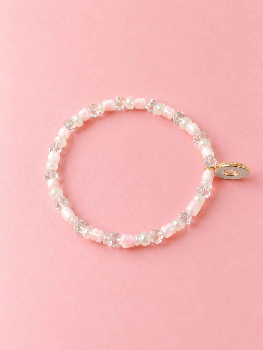 Pink Crystal Beaded Bracelet Flatlay.png