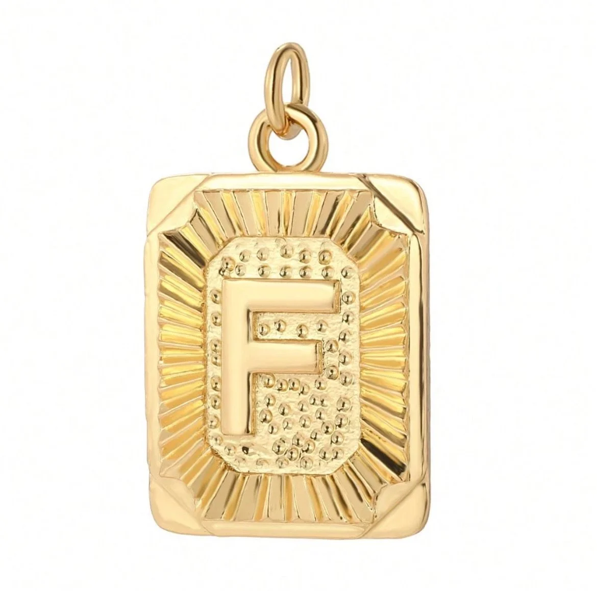 Gold Initial Charm – Personalized Letter Pendant - F