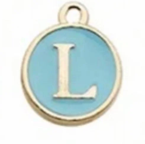 Blue letter initial charm — colorful personalized jewelry charm - L