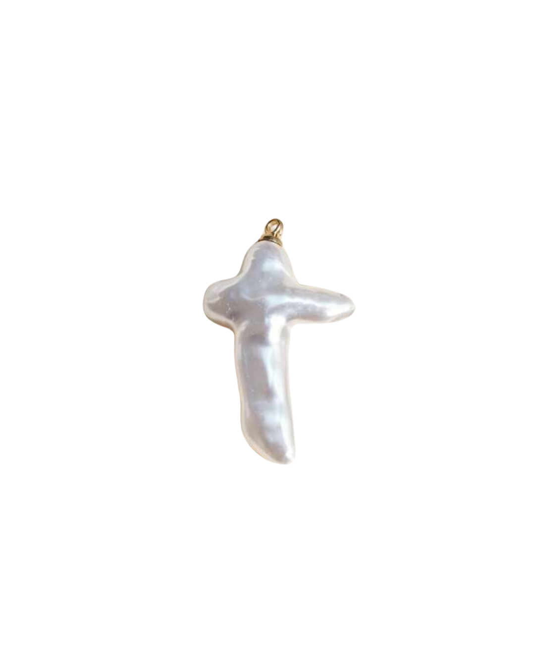 Gold Pearl Cross Charm