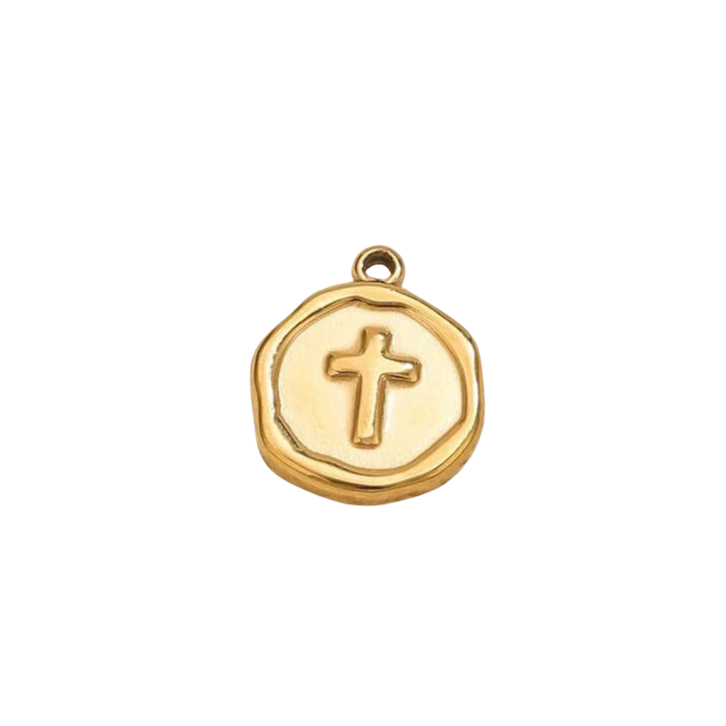 Stamped cross charm