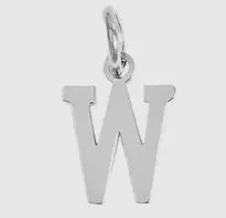 Silver letter initial charm for bracelets, necklaces, and keychains — minimal luxury jewelry accessory - W