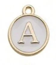 White Circle Letter Charm