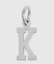 Silver letter initial charm for bracelets, necklaces, and keychains — minimal luxury jewelry accessory - K