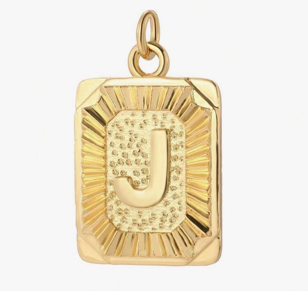 Gold Initial Charm – Personalized Letter Pendant - J