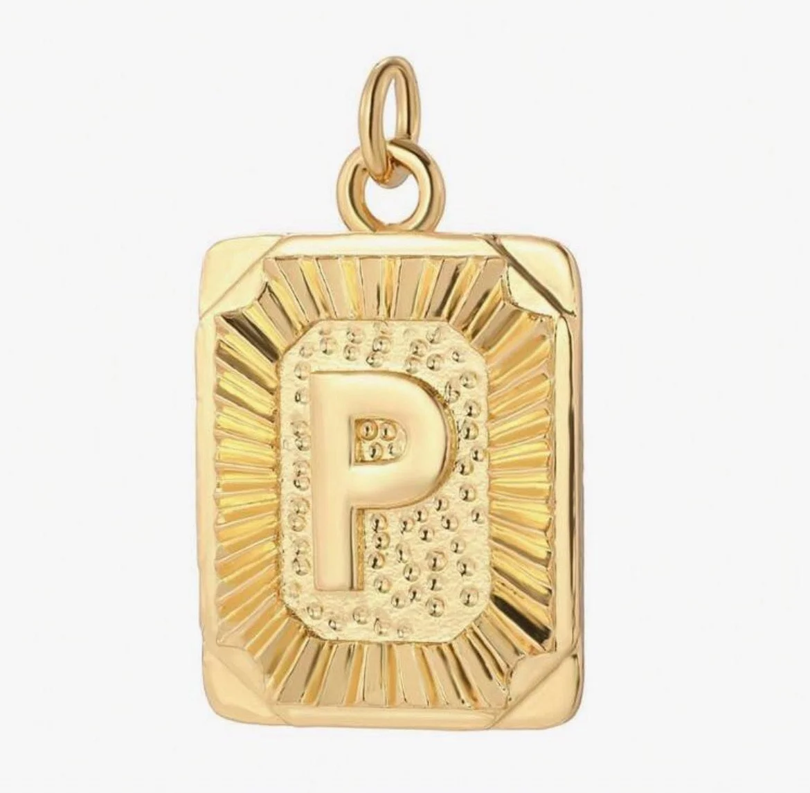 Gold Initial Charm – Personalized Letter Pendant - P