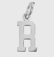 Silver letter initial charm for bracelets, necklaces, and keychains — minimal luxury jewelry accessory - R