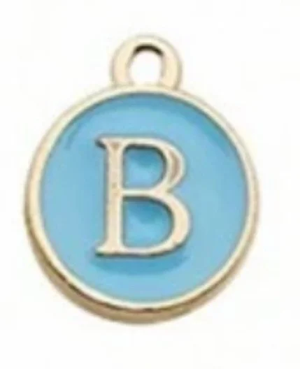 Blue letter initial charm — colorful personalized jewelry charm - B