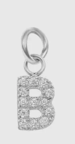 Crystal rhinestone initial charm for elevated sparkle. - B