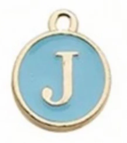 Blue letter initial charm — colorful personalized jewelry charm - J