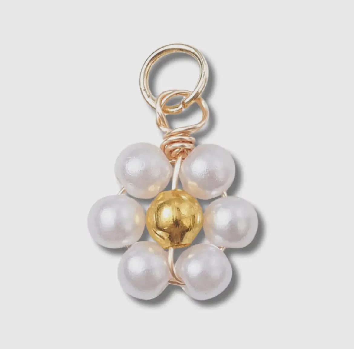 Gold Pearl Flower Charm