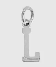 Silver letter initial charm for bracelets, necklaces, and keychains — minimal luxury jewelry accessory - L