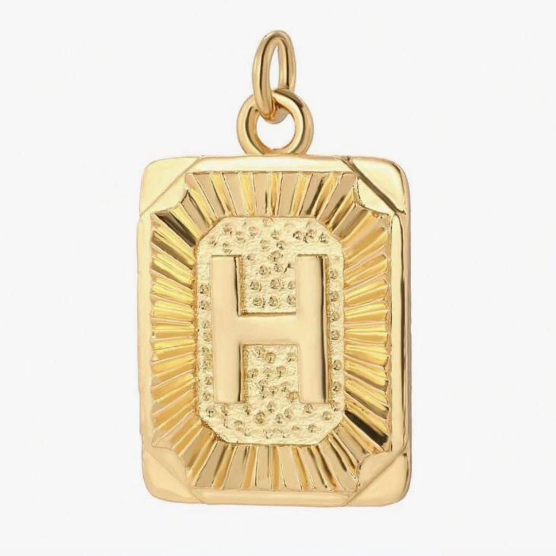 Gold Initial Charm – Personalized Letter Pendant - H