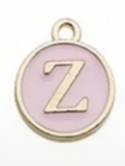 Pink letter initial charm — feminine personalized charm for bracelets and necklaces - Z