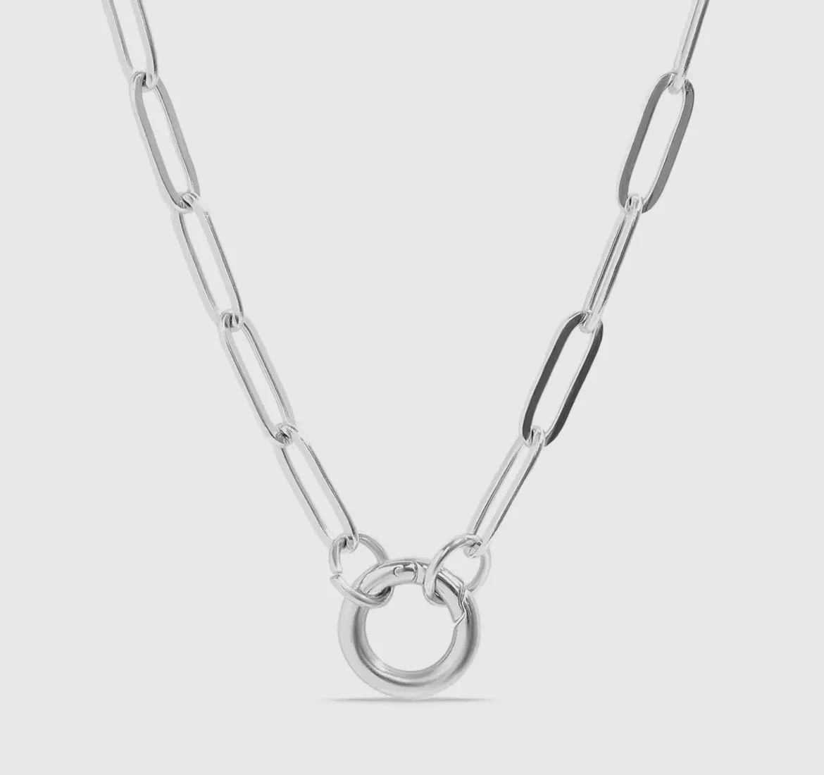 Silver Carabiner Charm Holder Necklace