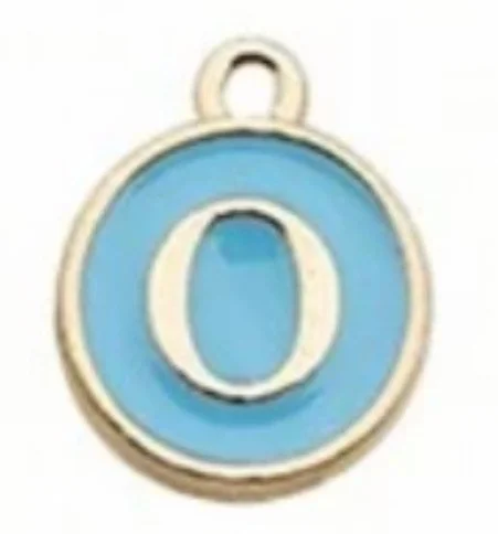 Blue letter initial charm — colorful personalized jewelry charm - O