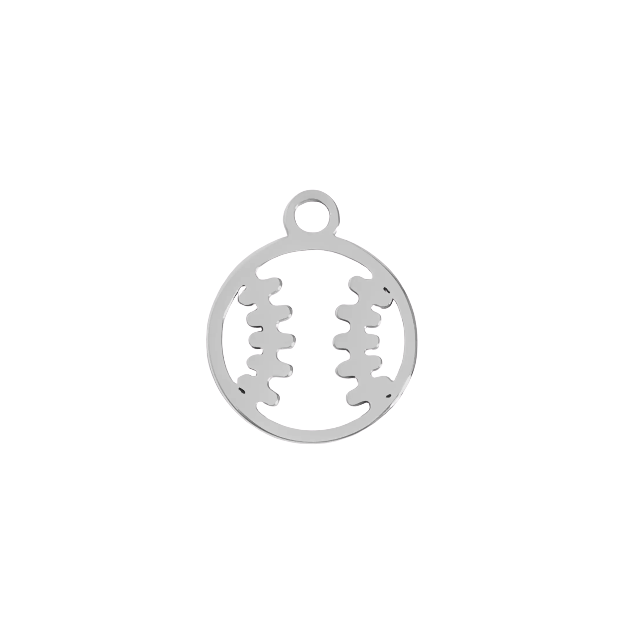 Thin Silver Baseball Charm