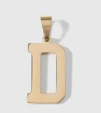 Gold letter initial charm for personalized jewelry — minimal modern charm accessory - D