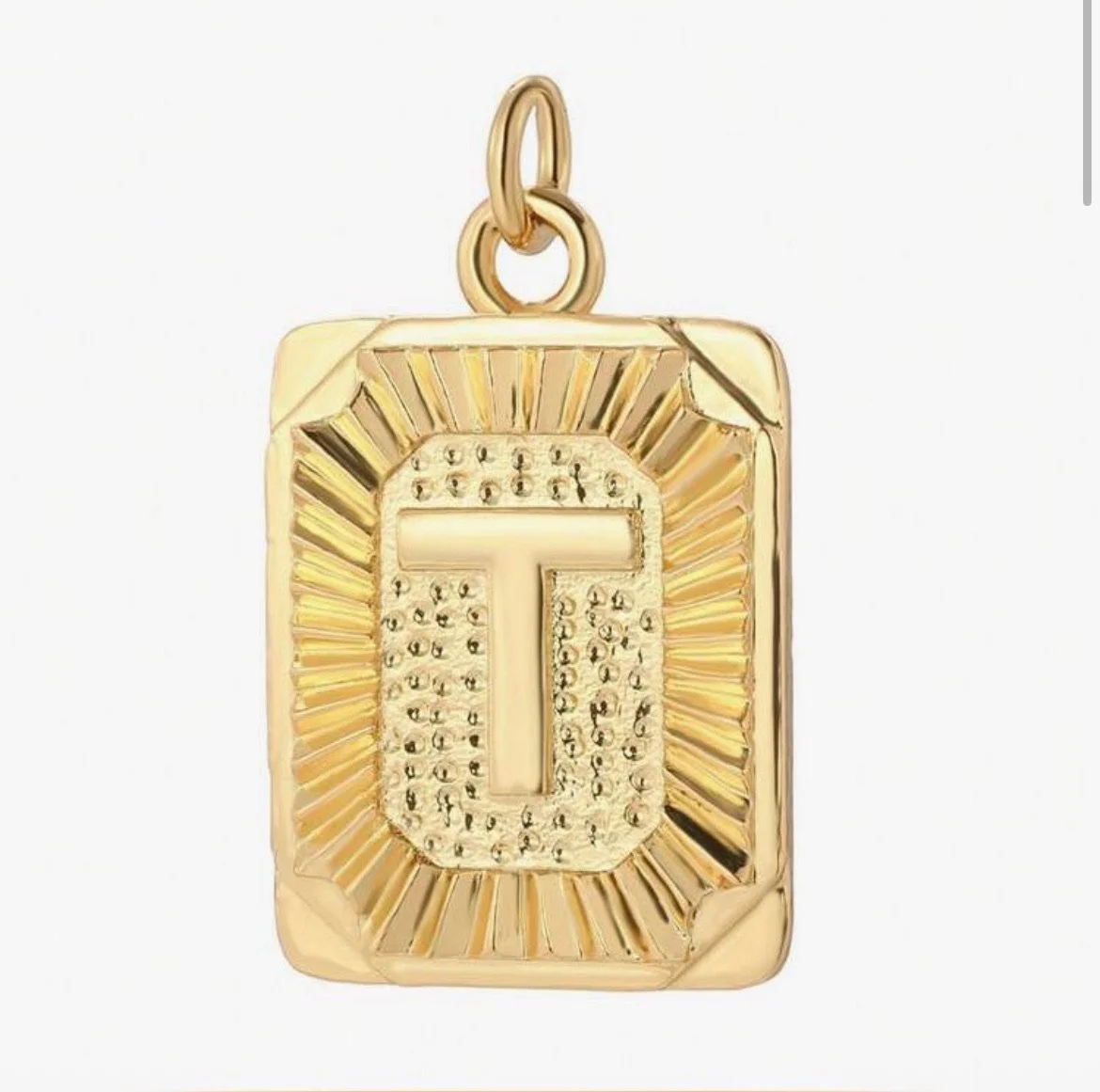 Gold Initial Charm – Personalized Letter Pendant - T