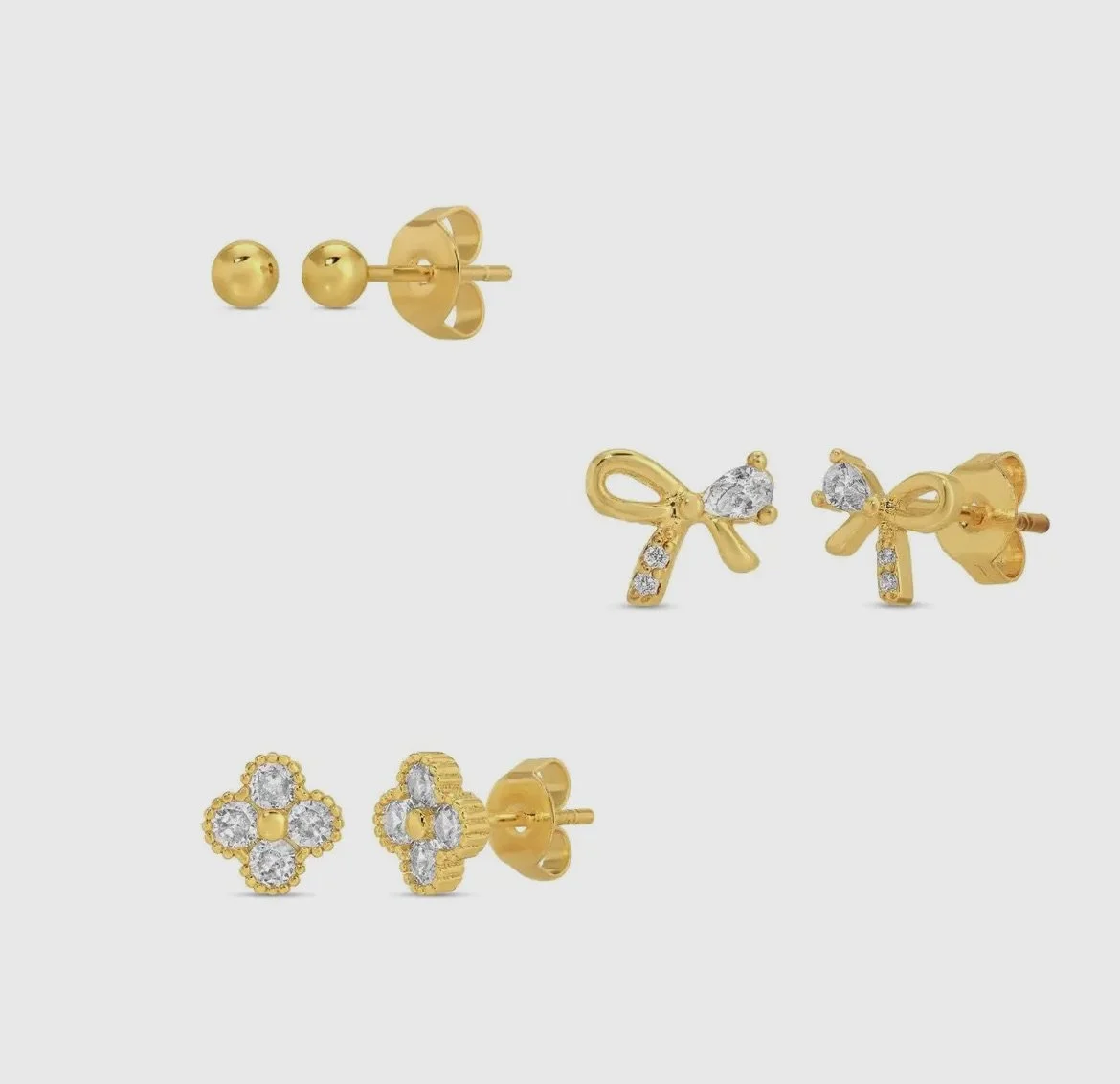 Gold rhinestone earring pack